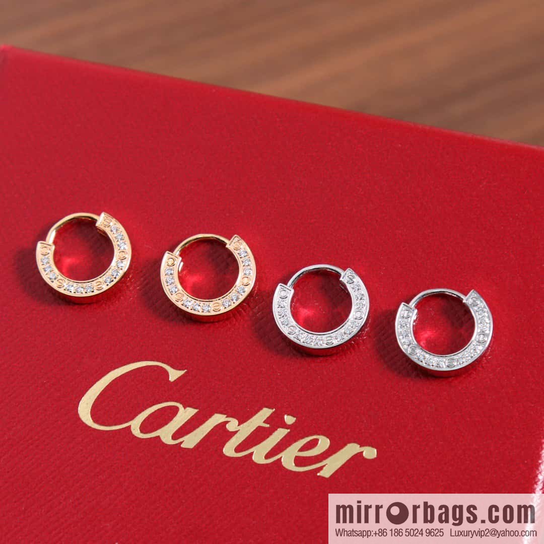 ☀Cartier Cartier new full diamond round cake stud earrings
