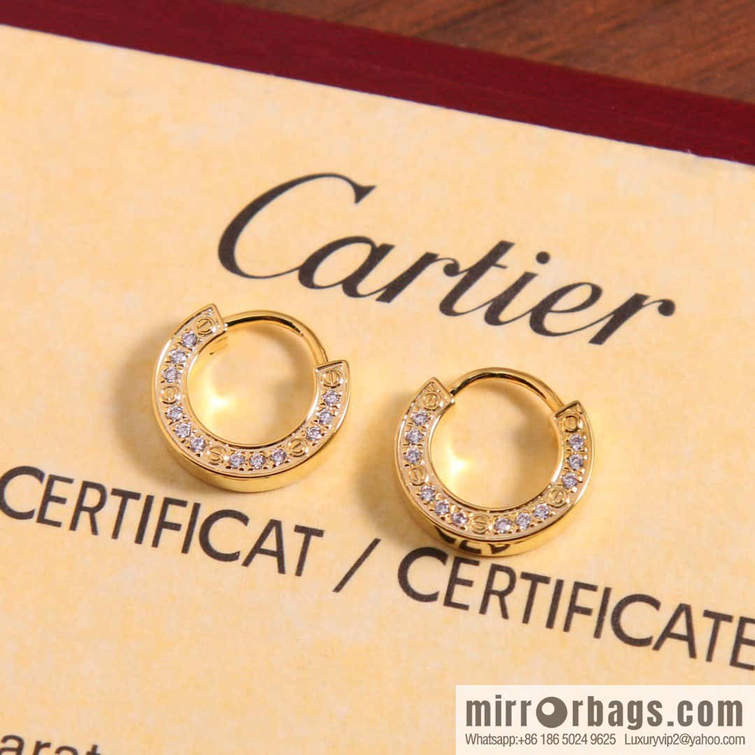 ☀Cartier Cartier new full diamond round cake stud earrings