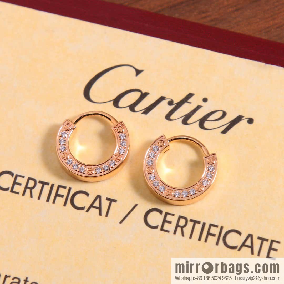 ☀Cartier Cartier new full diamond round cake stud earrings