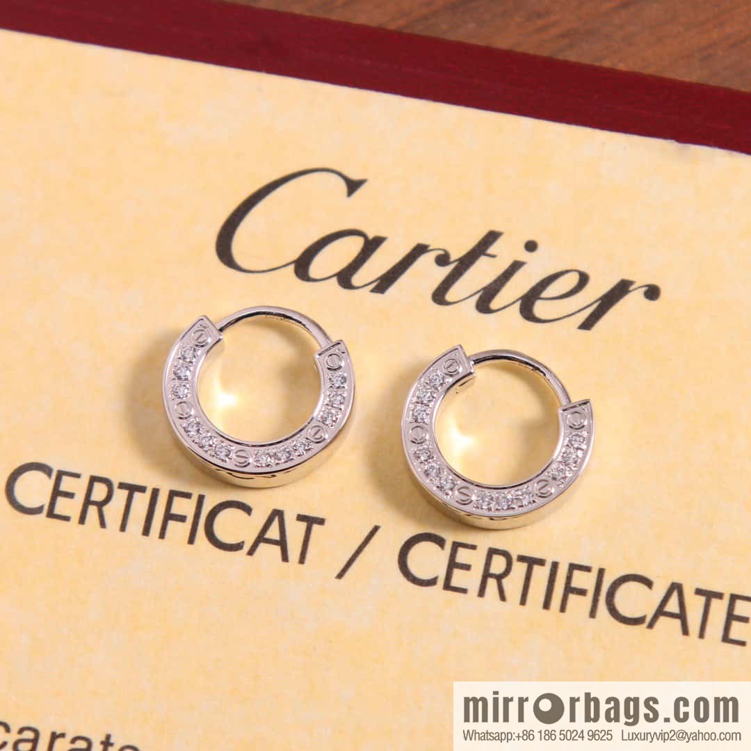 ☀Cartier Cartier new full diamond round cake stud earrings