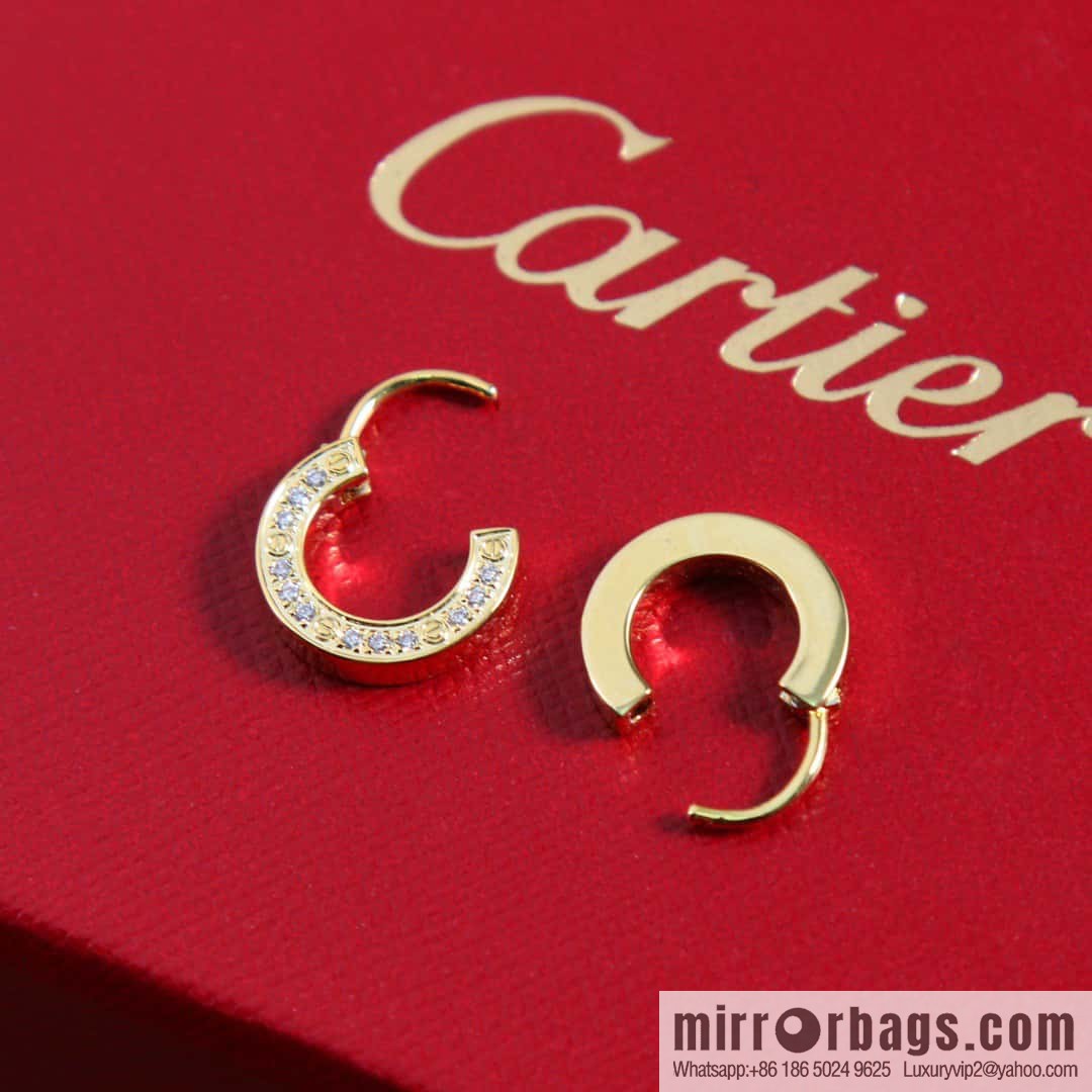 ☀Cartier Cartier new full diamond round cake stud earrings