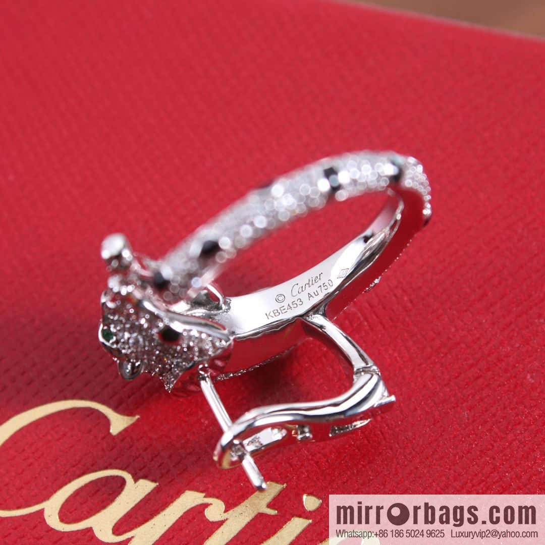 ☀Cartier Cartier Jungle Series Full Diamond Leopard Ear Shot Earrings Stud Earrings