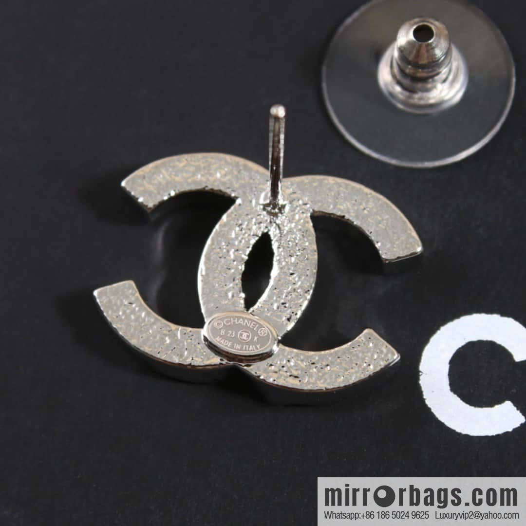 ☀️New ☑️ chanel c1 full diamond double c earrings stud earrings ☀️