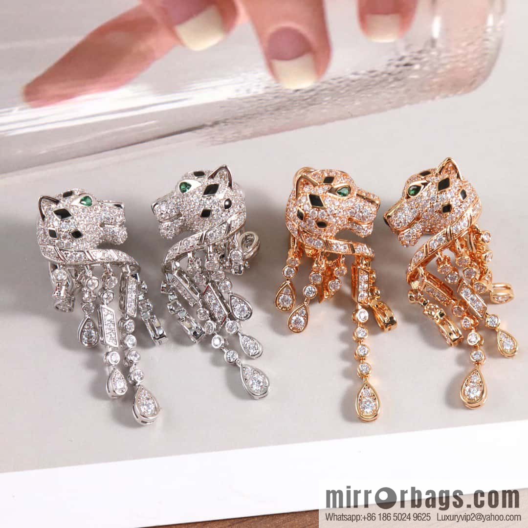 Cartier Cartier Jungle Series Full Diamond Leopard Tassel Earrings Stud Earrings