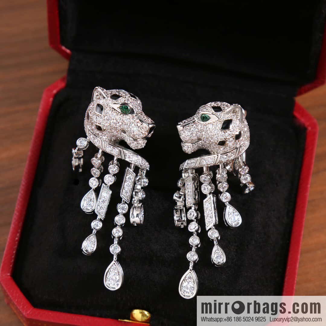 Cartier Cartier Jungle Series Full Diamond Leopard Tassel Earrings Stud Earrings