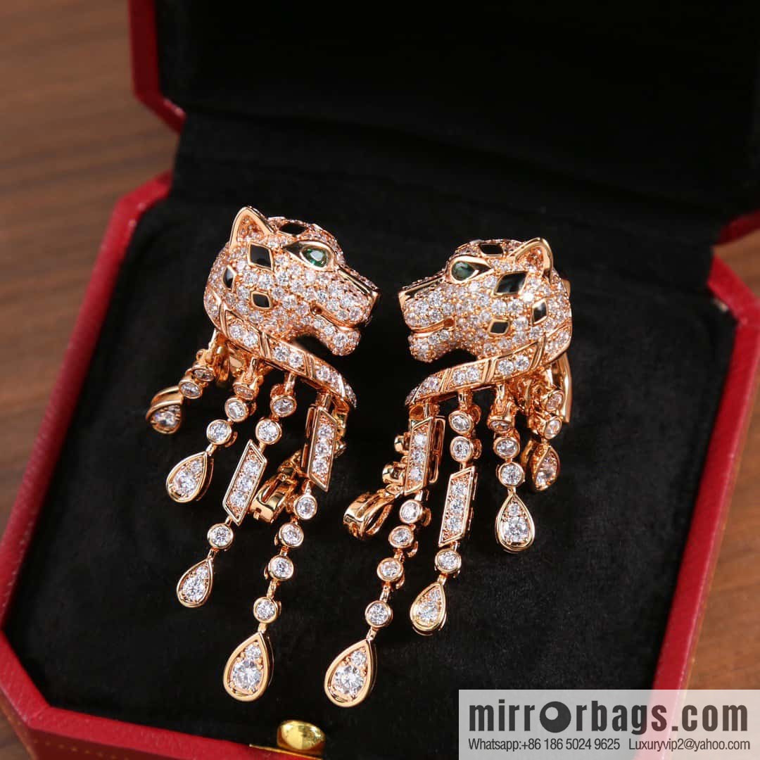 Cartier Cartier Jungle Series Full Diamond Leopard Tassel Earrings Stud Earrings