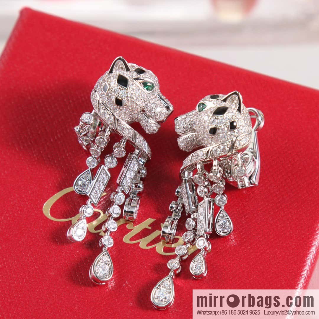 Cartier Cartier Jungle Series Full Diamond Leopard Tassel Earrings Stud Earrings