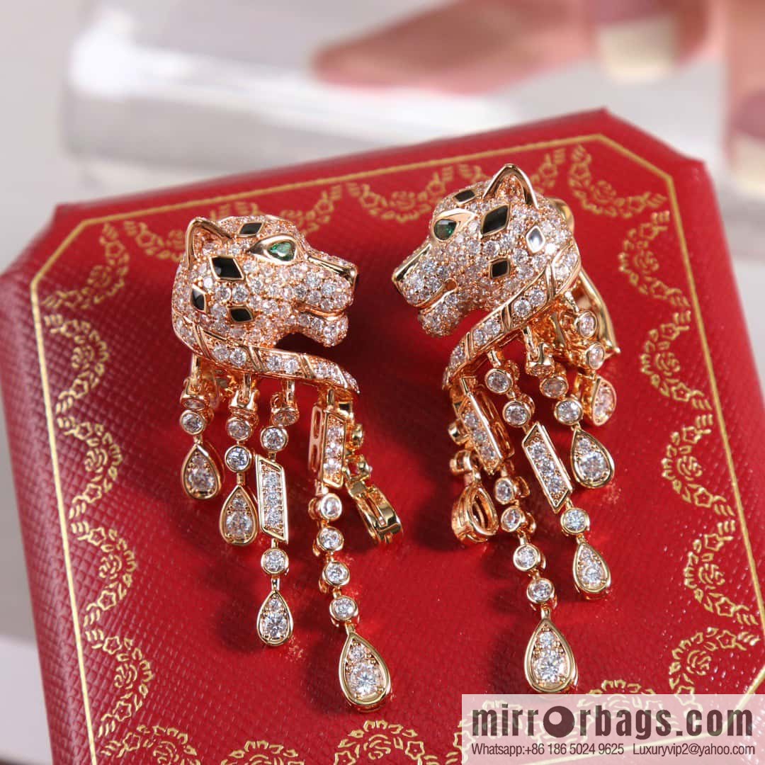Cartier Cartier Jungle Series Full Diamond Leopard Tassel Earrings Stud Earrings