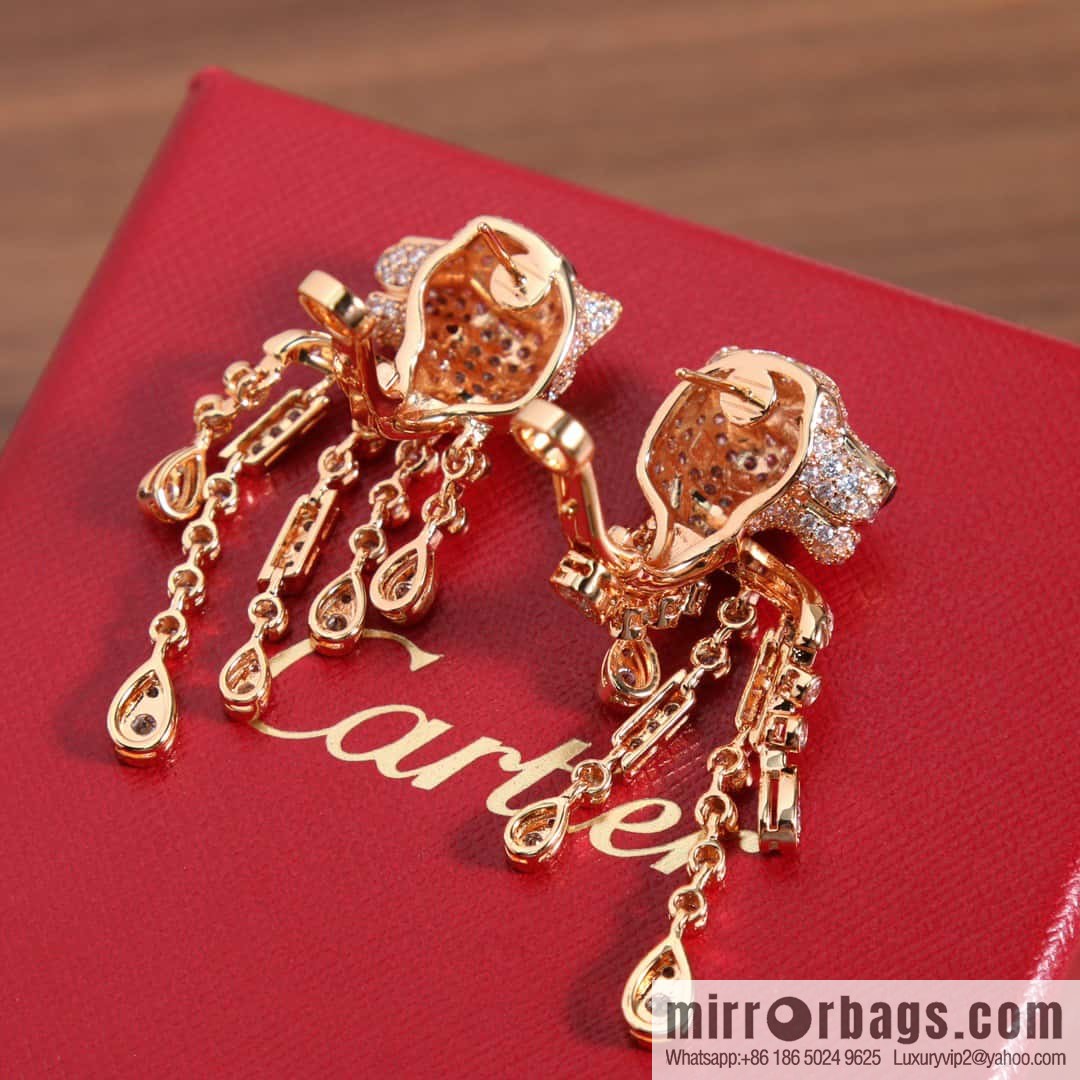 Cartier Cartier Jungle Series Full Diamond Leopard Tassel Earrings Stud Earrings