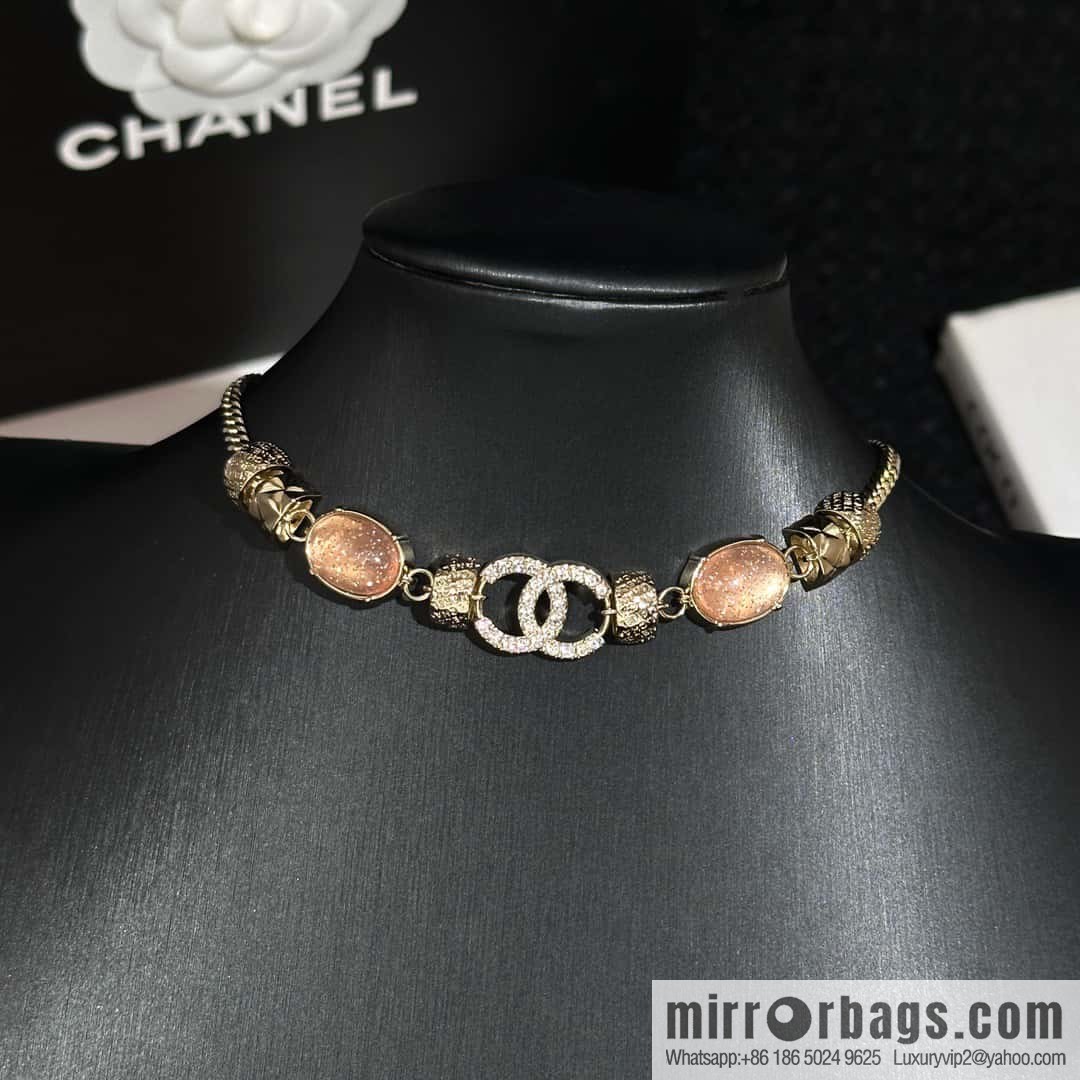❗️New ❗️ Chanel necklace ☀️ new ☑️ Chanel double c pink gem necklace ☀️
