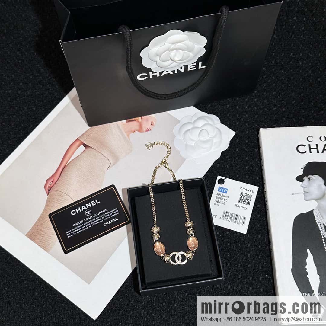 ❗️New ❗️ Chanel necklace ☀️ new ☑️ Chanel double c pink gem necklace ☀️