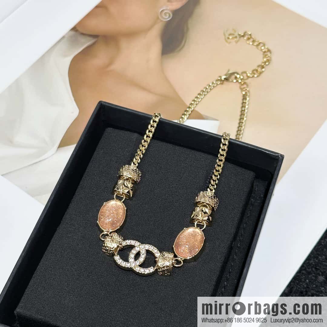 ❗️New ❗️ Chanel necklace ☀️ new ☑️ Chanel double c pink gem necklace ☀️