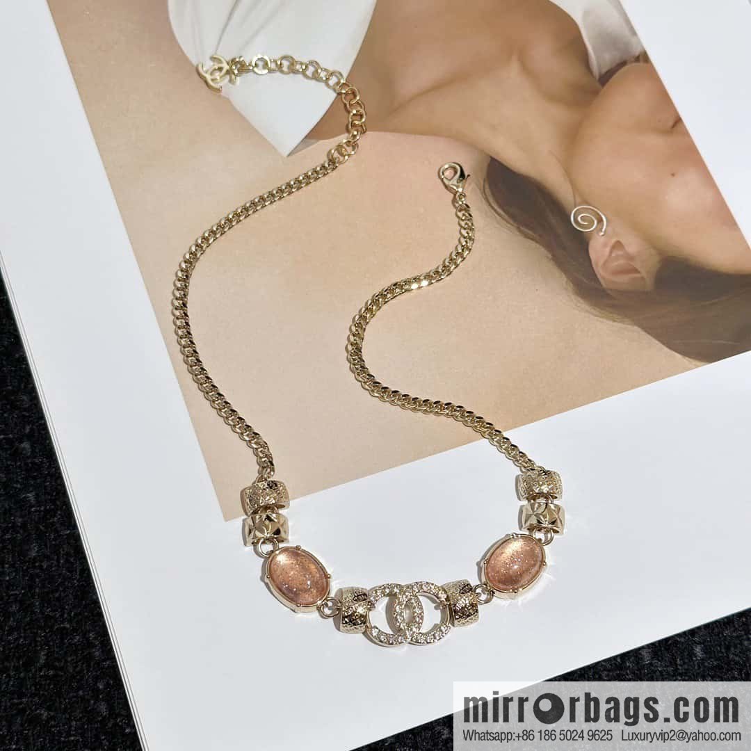 ❗️New ❗️ Chanel necklace ☀️ new ☑️ Chanel double c pink gem necklace ☀️
