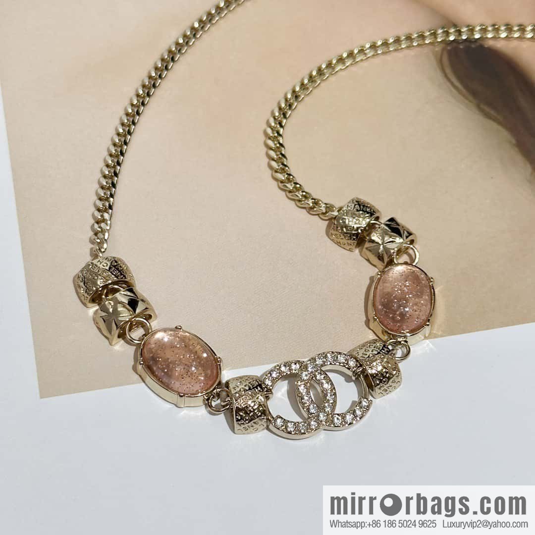 ❗️New ❗️ Chanel necklace ☀️ new ☑️ Chanel double c pink gem necklace ☀️