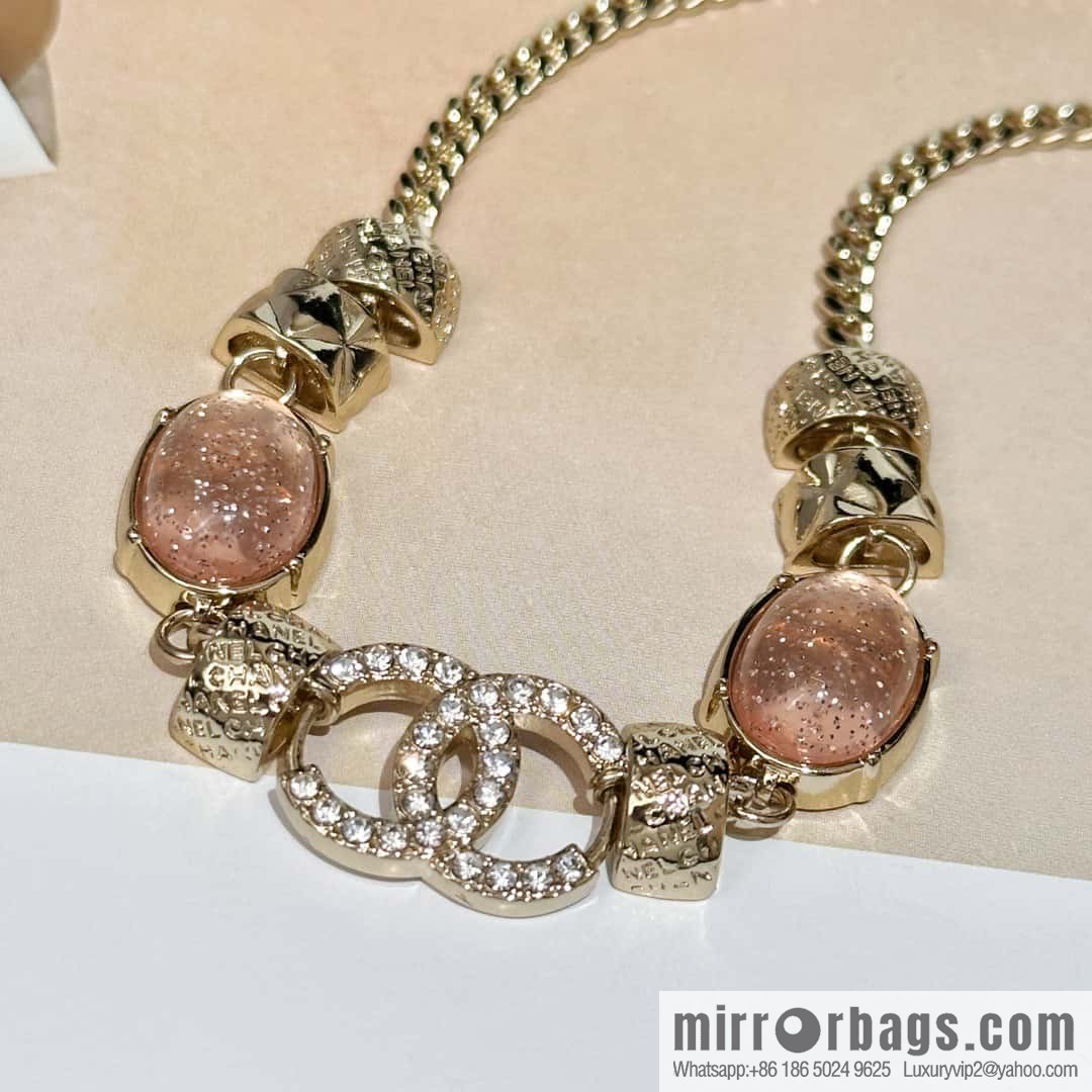 ❗️New ❗️ Chanel necklace ☀️ new ☑️ Chanel double c pink gem necklace ☀️