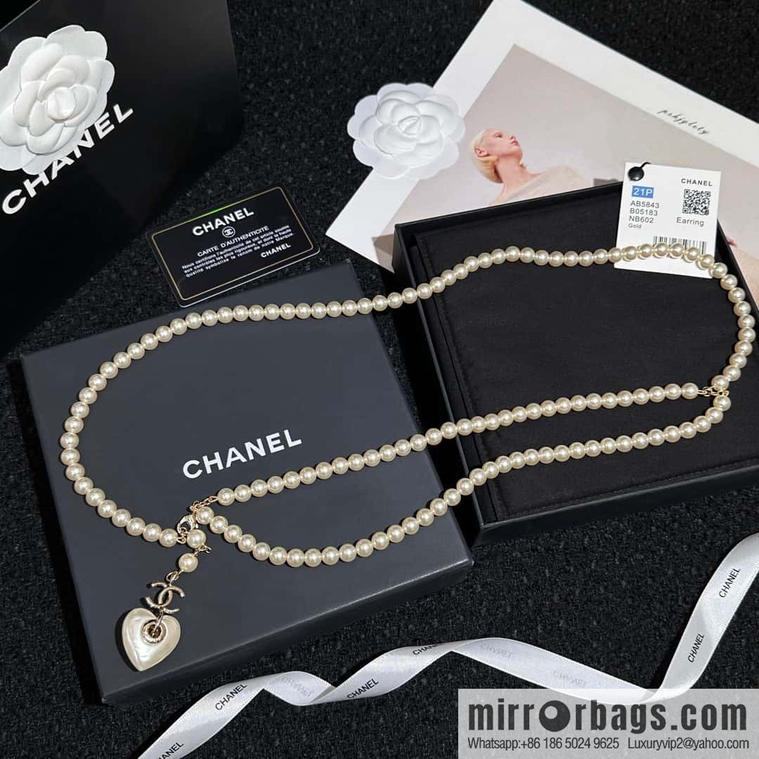 ❗️New ❗️☀️ New ☑️ Chanel Double Pearl Peach Heart Love Double C Belt Waist Chain ☀️