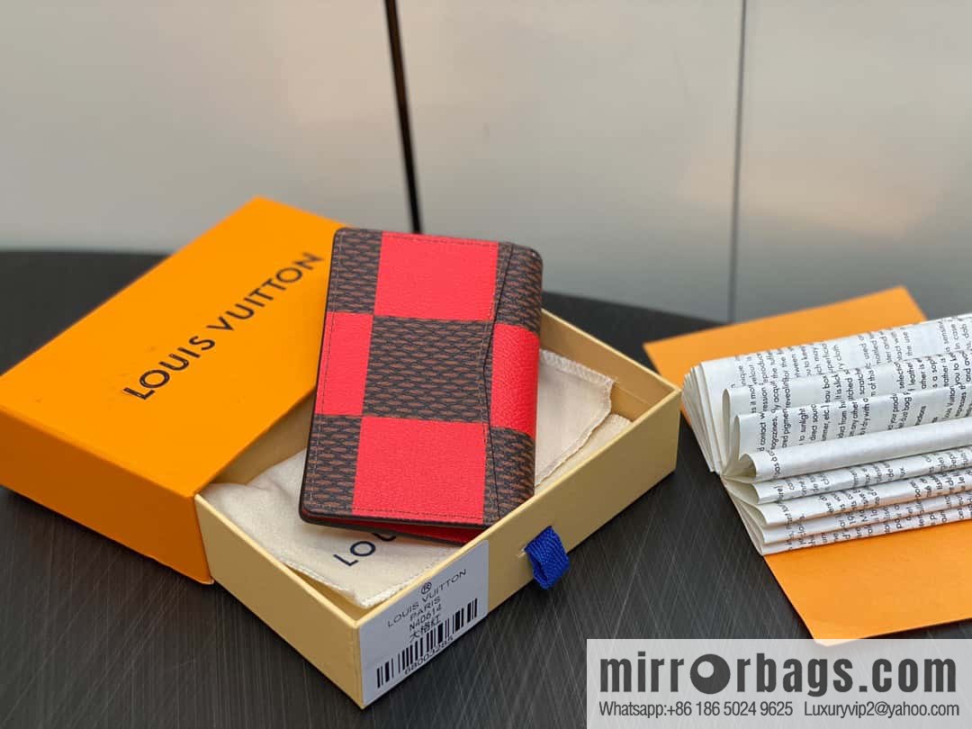 [Boutique‑grade] M40614 red big plaid pocket wallet