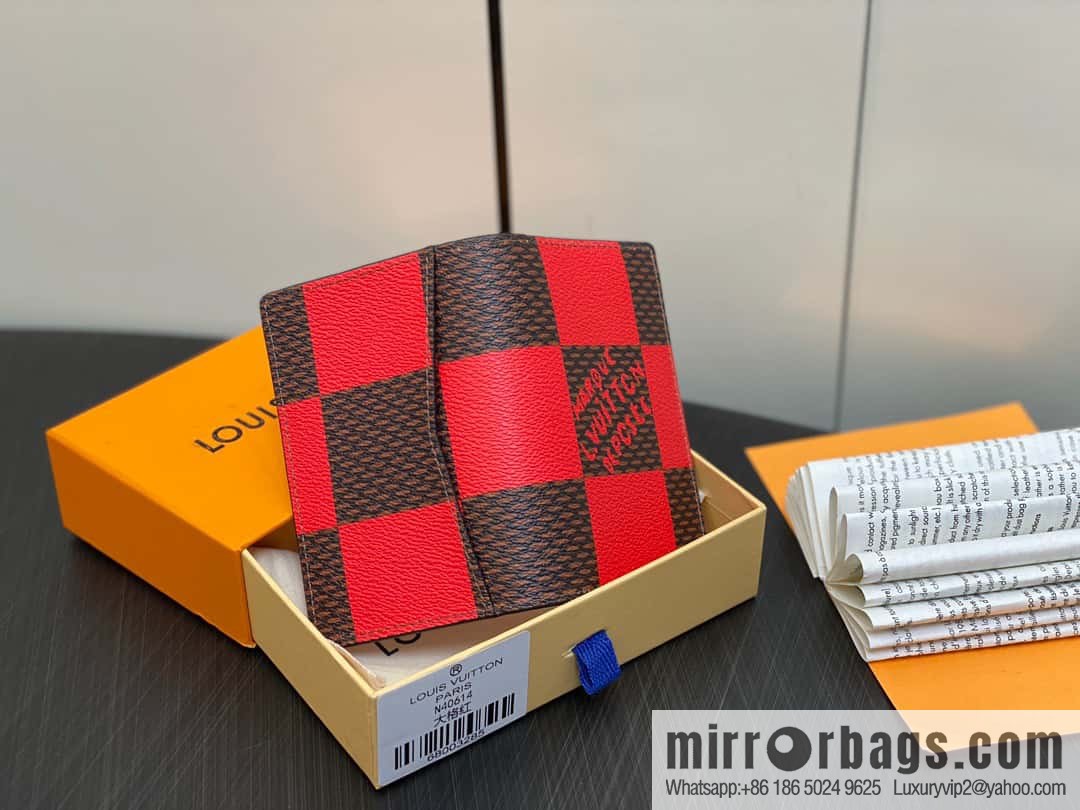 [Boutique‑grade] M40614 red big plaid pocket wallet