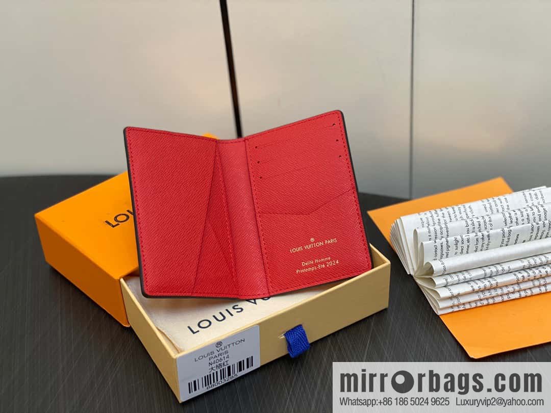 [Boutique‑grade] M40614 red big plaid pocket wallet