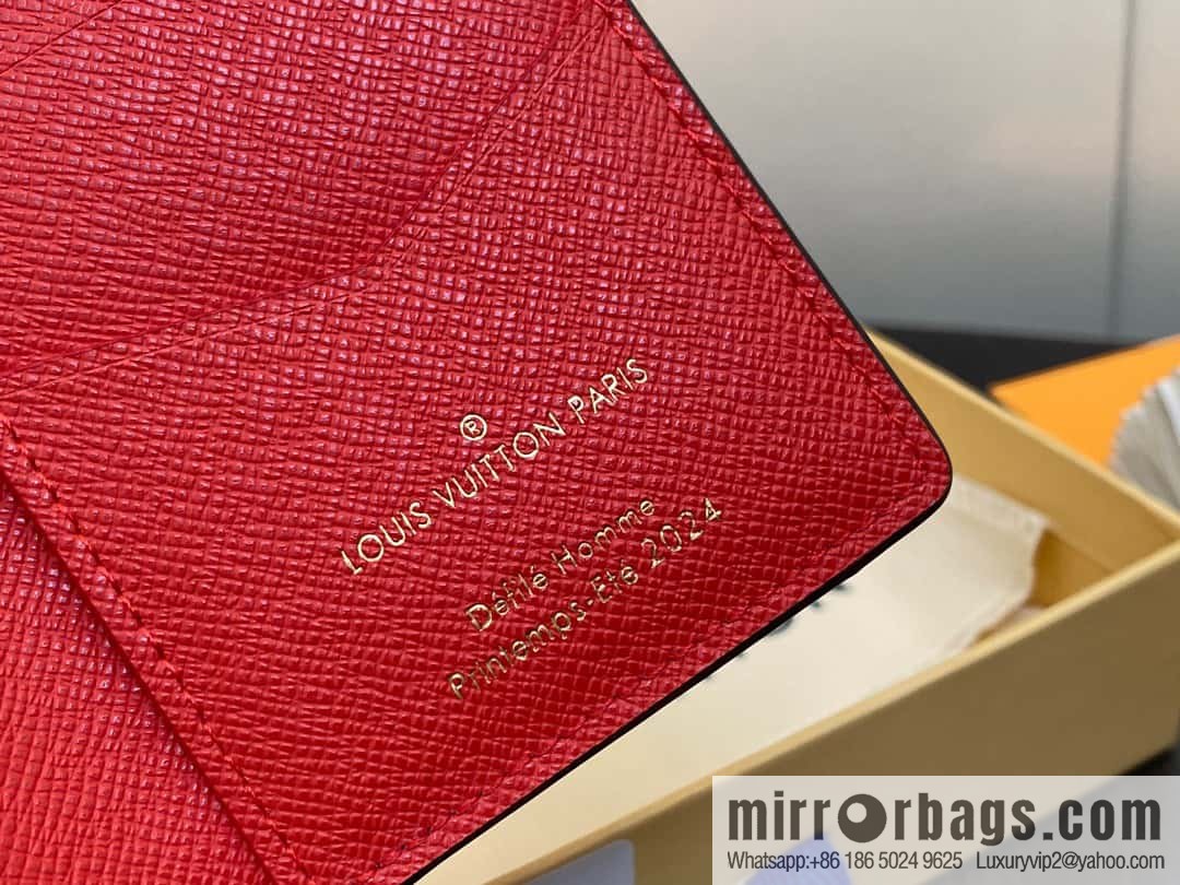 [Boutique‑grade] M40614 red big plaid pocket wallet