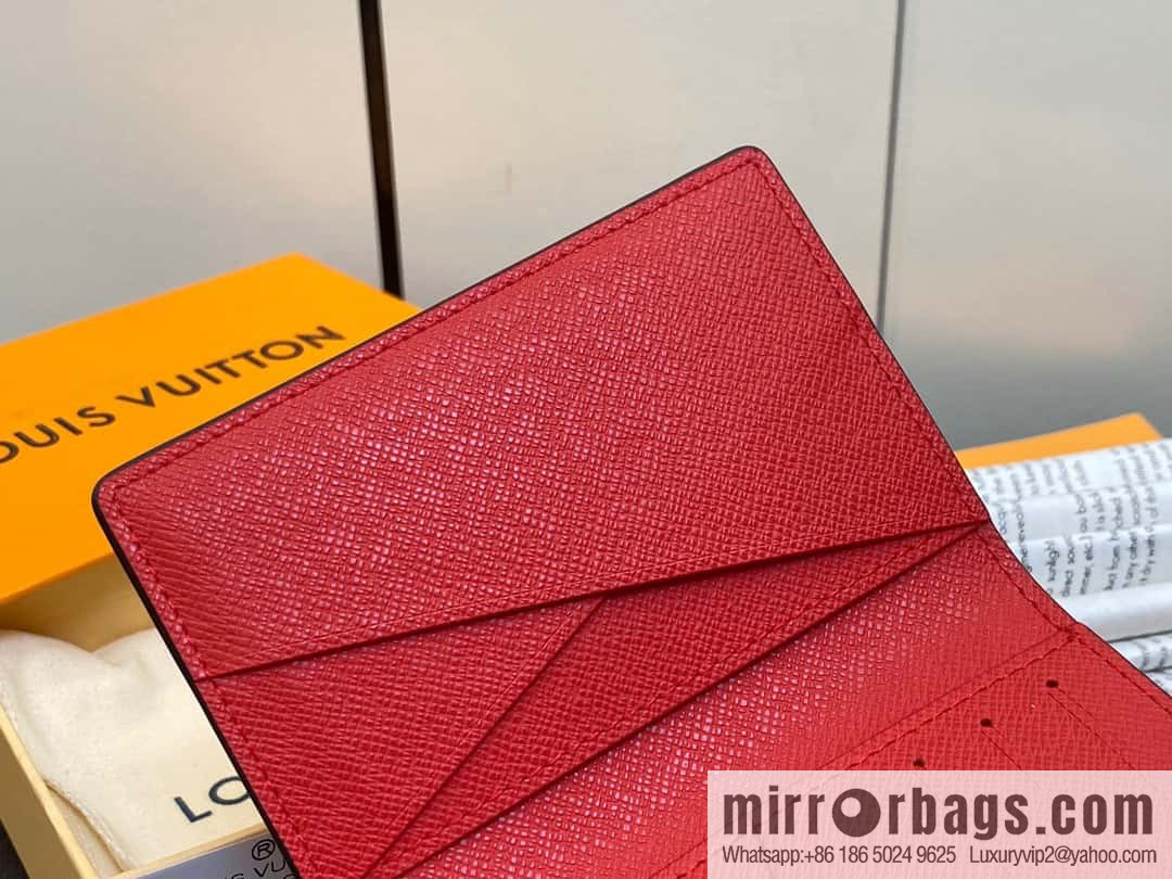 [Boutique‑grade] M40614 red big plaid pocket wallet