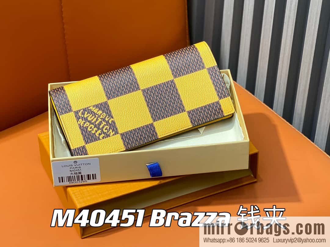 [Boutique‑grade] M40451 yellow large plaid suit wallet series Brazza wallet