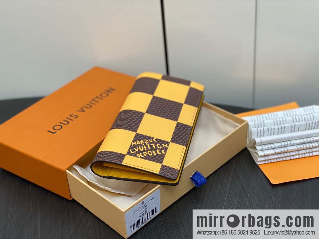 [Boutique‑grade] M40451 yellow large plaid suit wallet series Brazza wallet