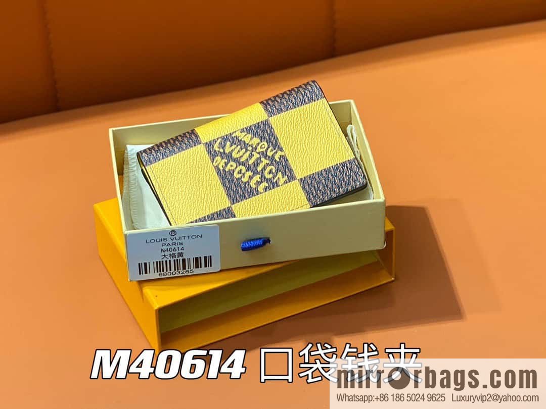 [Premium‑quality] M40614 yellow large plaid pocket wallet
