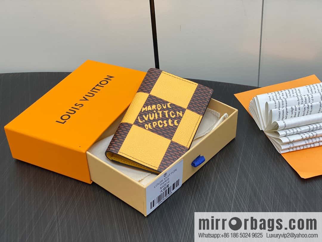 [Premium‑quality] M40614 yellow large plaid pocket wallet