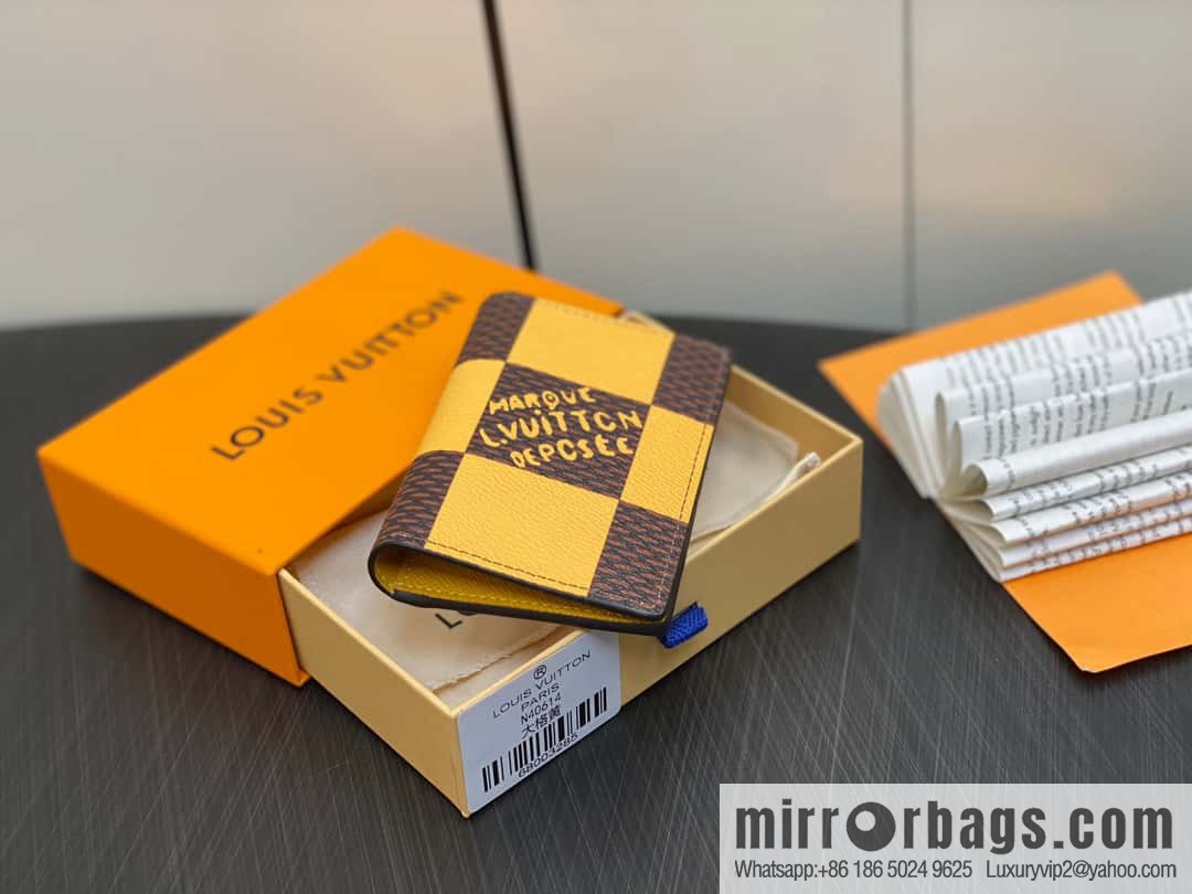 [Premium‑quality] M40614 yellow large plaid pocket wallet