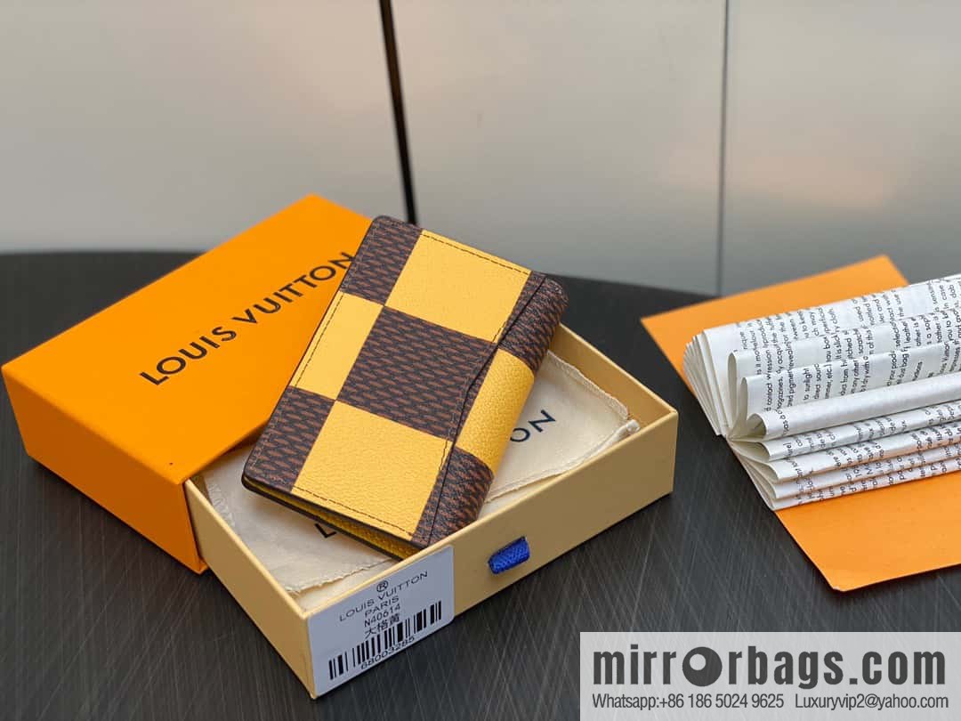 [Premium‑quality] M40614 yellow large plaid pocket wallet