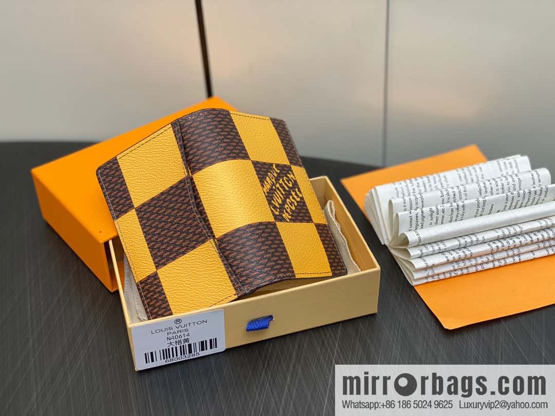 [Premium‑quality] M40614 yellow large plaid pocket wallet