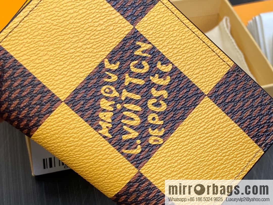 [Premium‑quality] M40614 yellow large plaid pocket wallet