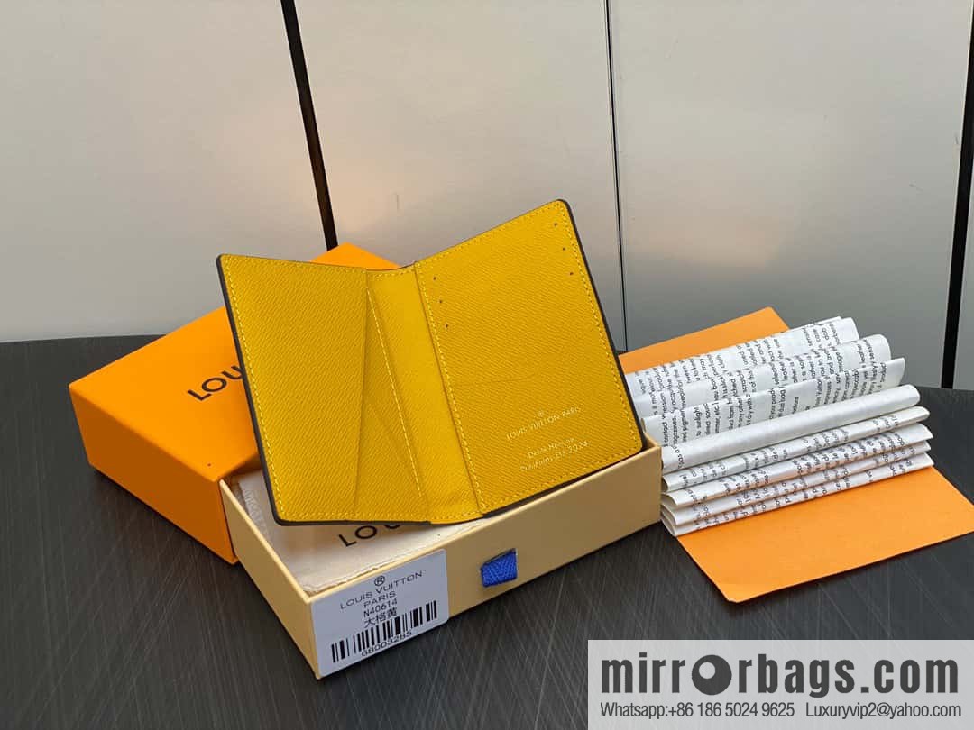 [Premium‑quality] M40614 yellow large plaid pocket wallet