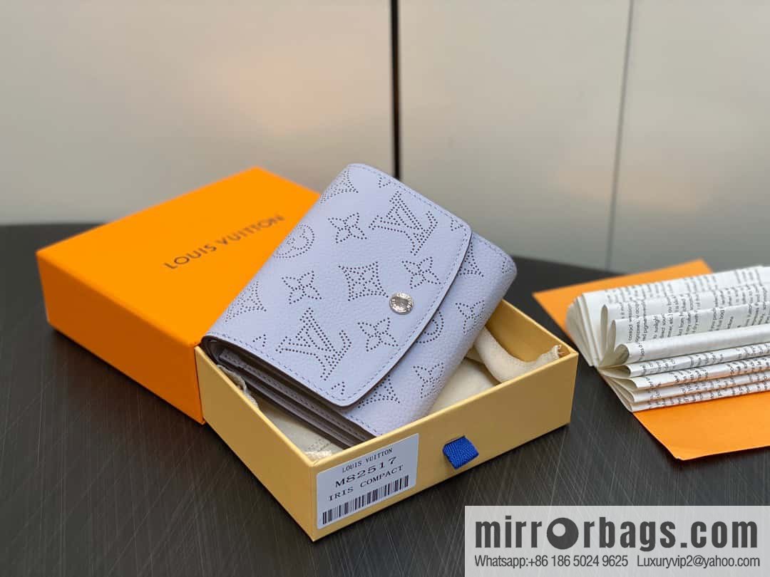 [Premium‑quality] M82517 light purple, full leather flip wallet series IRIS COMPACT wallet