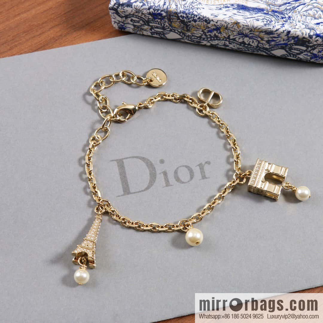 New ☑️ DIOR pearl Eiffel Tower Arc de Triomphe bracelet