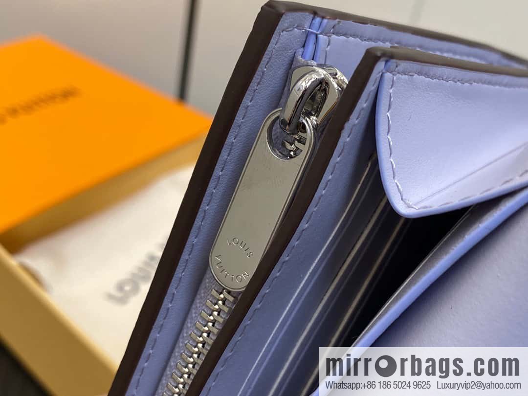 [Premium‑quality] M82517 light purple, full leather flip wallet series IRIS COMPACT wallet