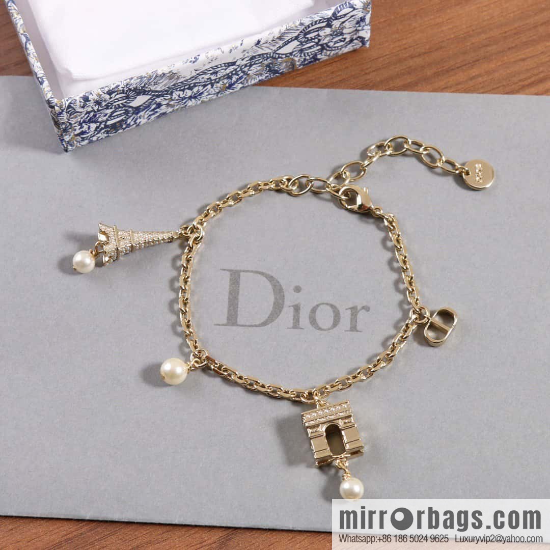 New ☑️ DIOR pearl Eiffel Tower Arc de Triomphe bracelet
