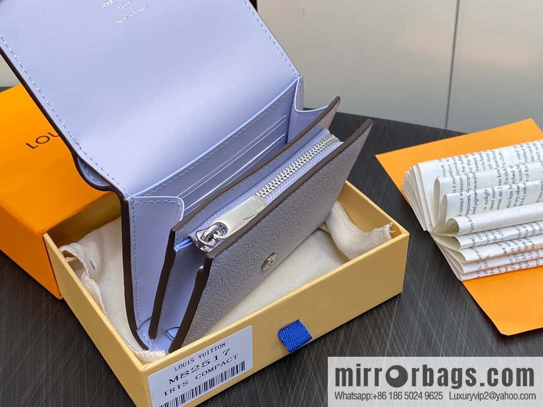 [Premium‑quality] M82517 light purple, full leather flip wallet series IRIS COMPACT wallet