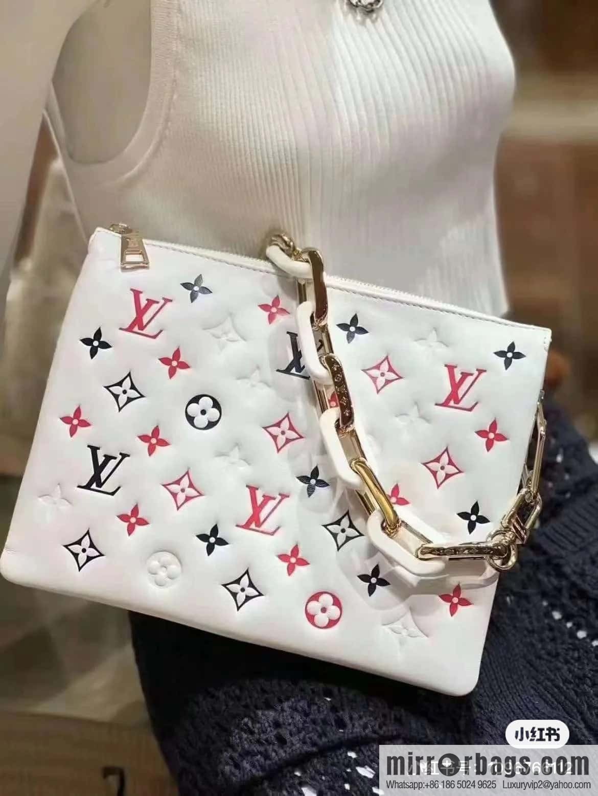 [Premium‑quality] M23466 white, full leather chain bag series COUSSIN small handbag