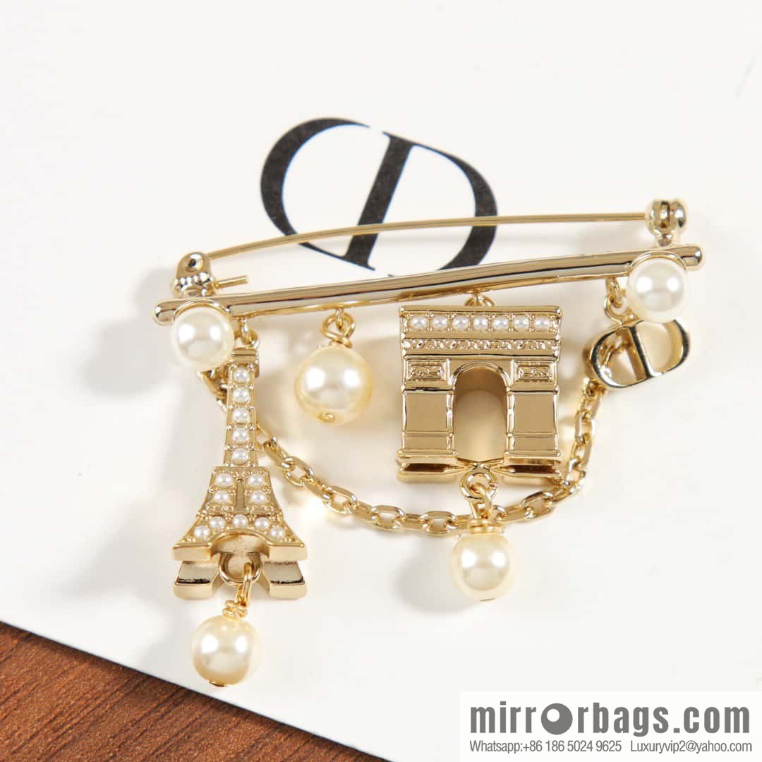 New ☑️ DIOR pearl Eiffel Tower Arc de Triomphe brooch