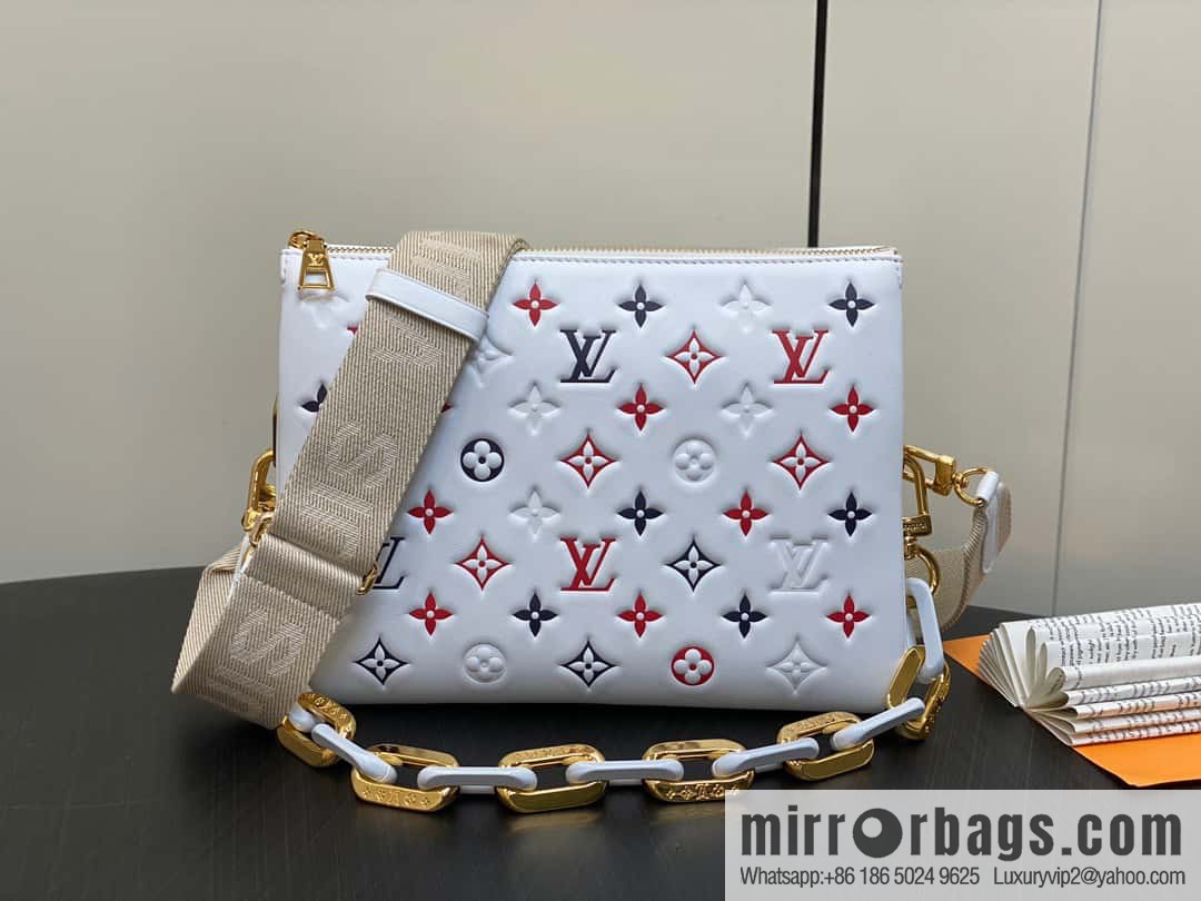[Premium‑quality] M23466 white, full leather chain bag series COUSSIN small handbag