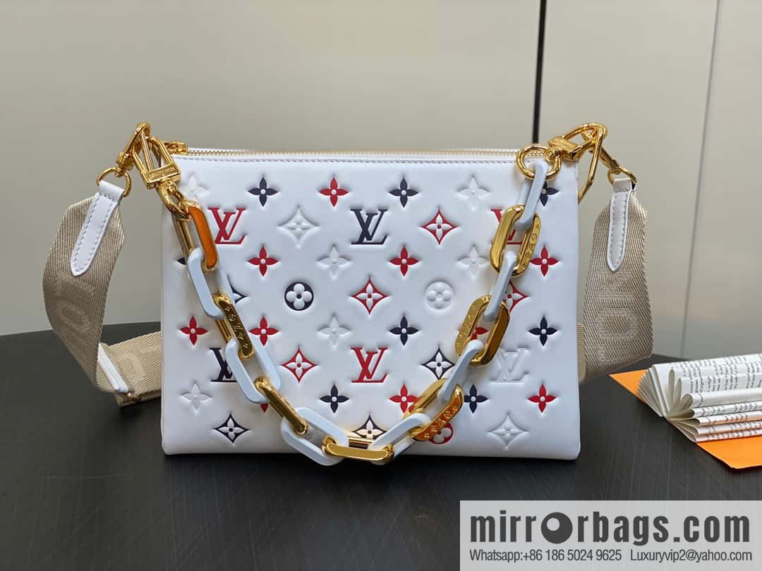 [Premium‑quality] M23466 white, full leather chain bag series COUSSIN small handbag