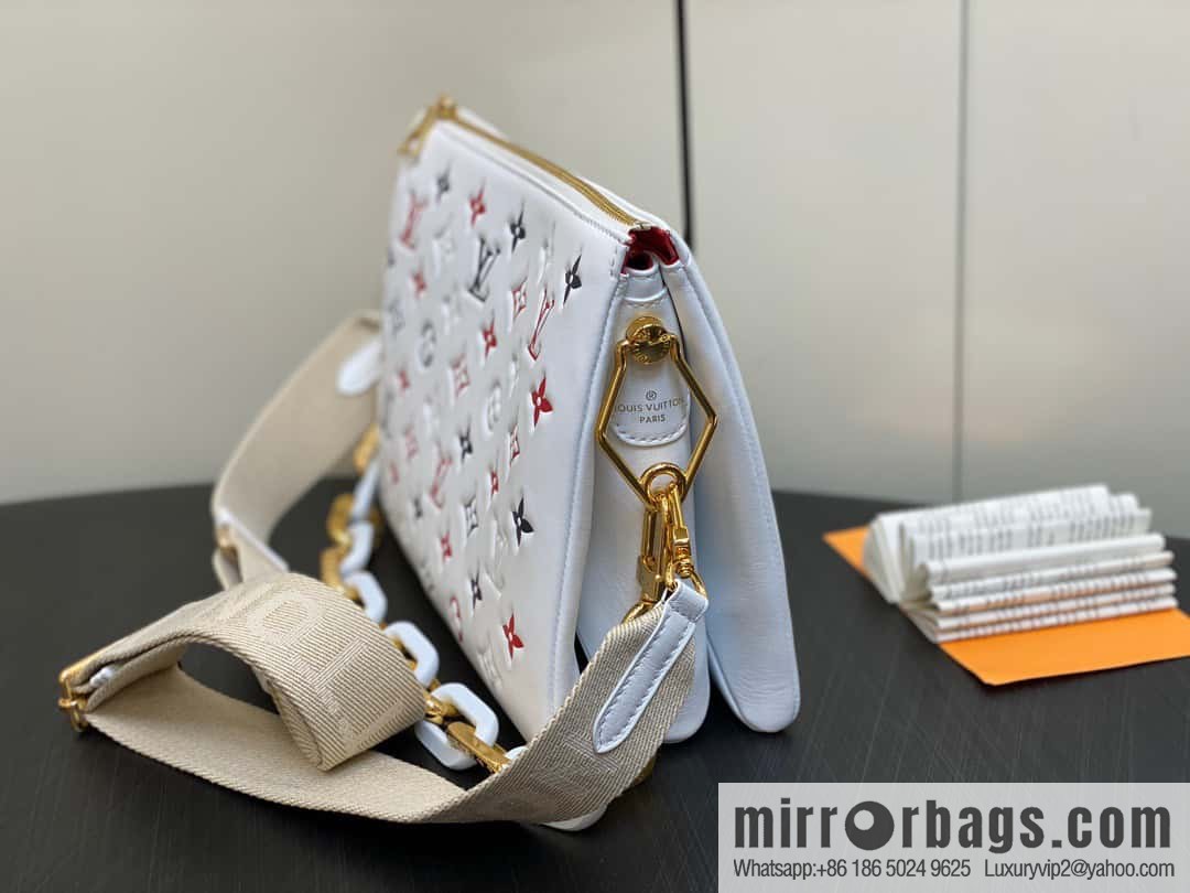 [Premium‑quality] M23466 white, full leather chain bag series COUSSIN small handbag