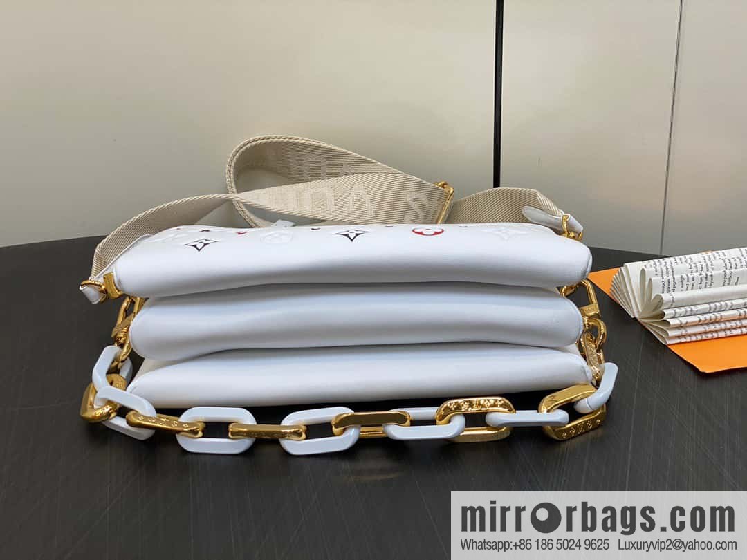 [Premium‑quality] M23466 white, full leather chain bag series COUSSIN small handbag