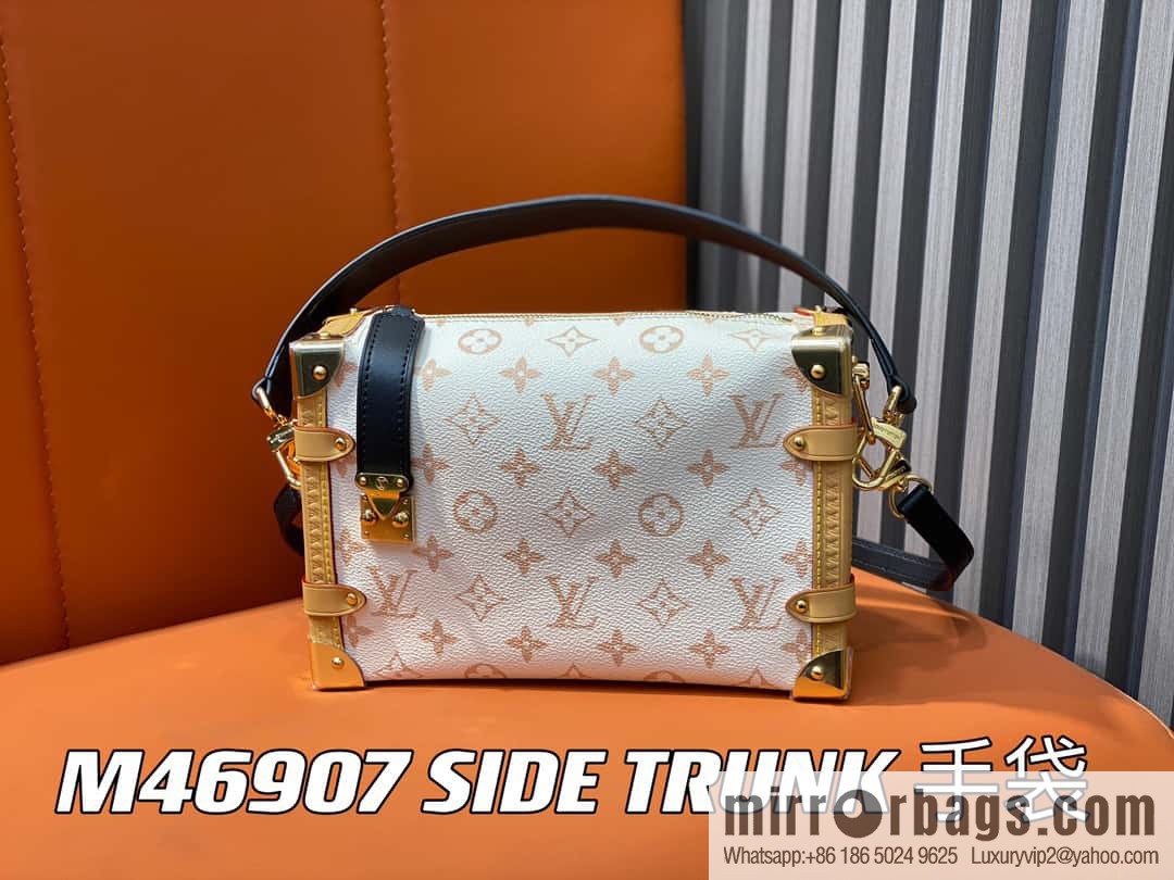 [Boutique‑grade] M46907 white flower, soft box series M46358 SIDE TRUNK handbag