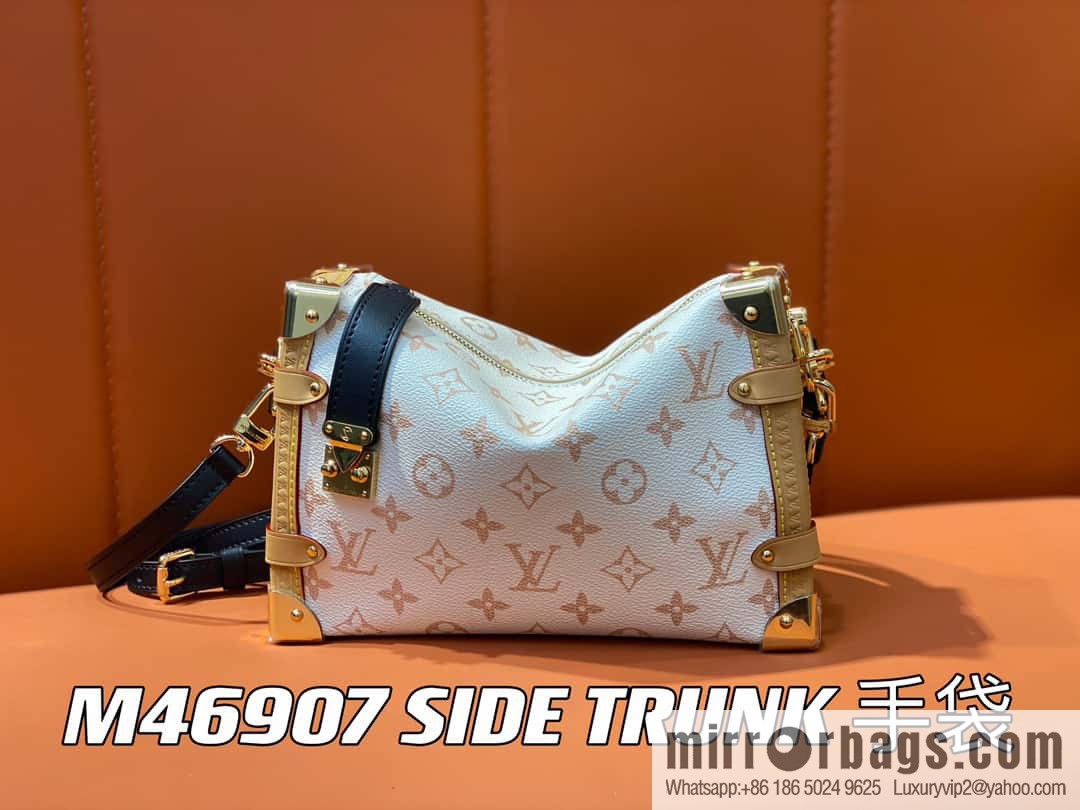 [Boutique‑grade] M46907 white flower, soft box series M46358 SIDE TRUNK handbag