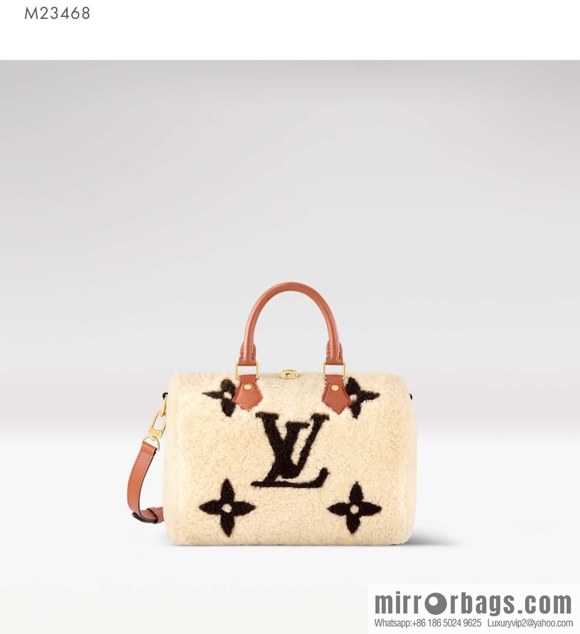 [Premium‑quality] M23568 meters white, lamb wool pillow bag speedy series Speedy Bandoulière 25 handbag