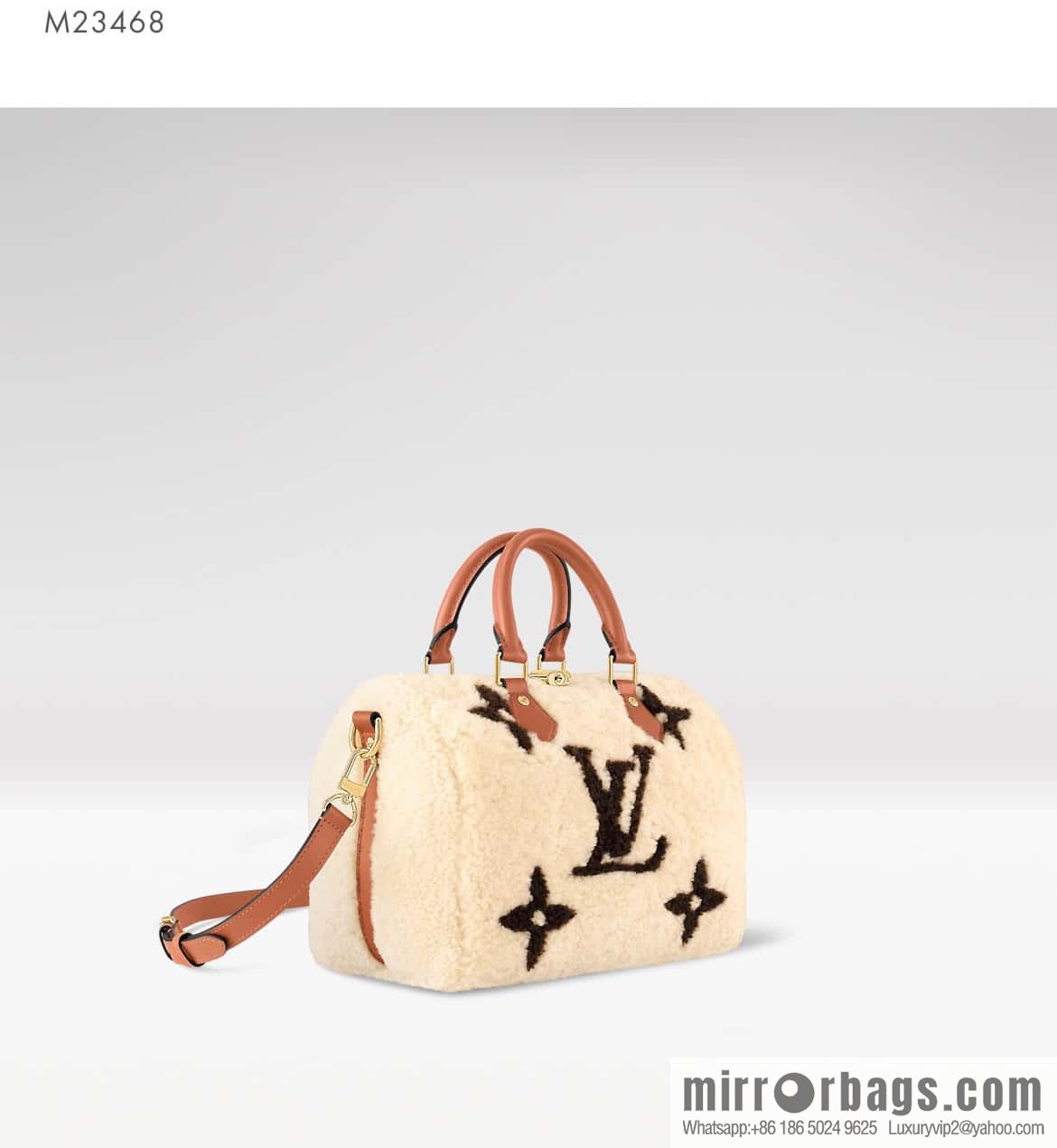 [Premium‑quality] M23568 meters white, lamb wool pillow bag speedy series Speedy Bandoulière 25 handbag