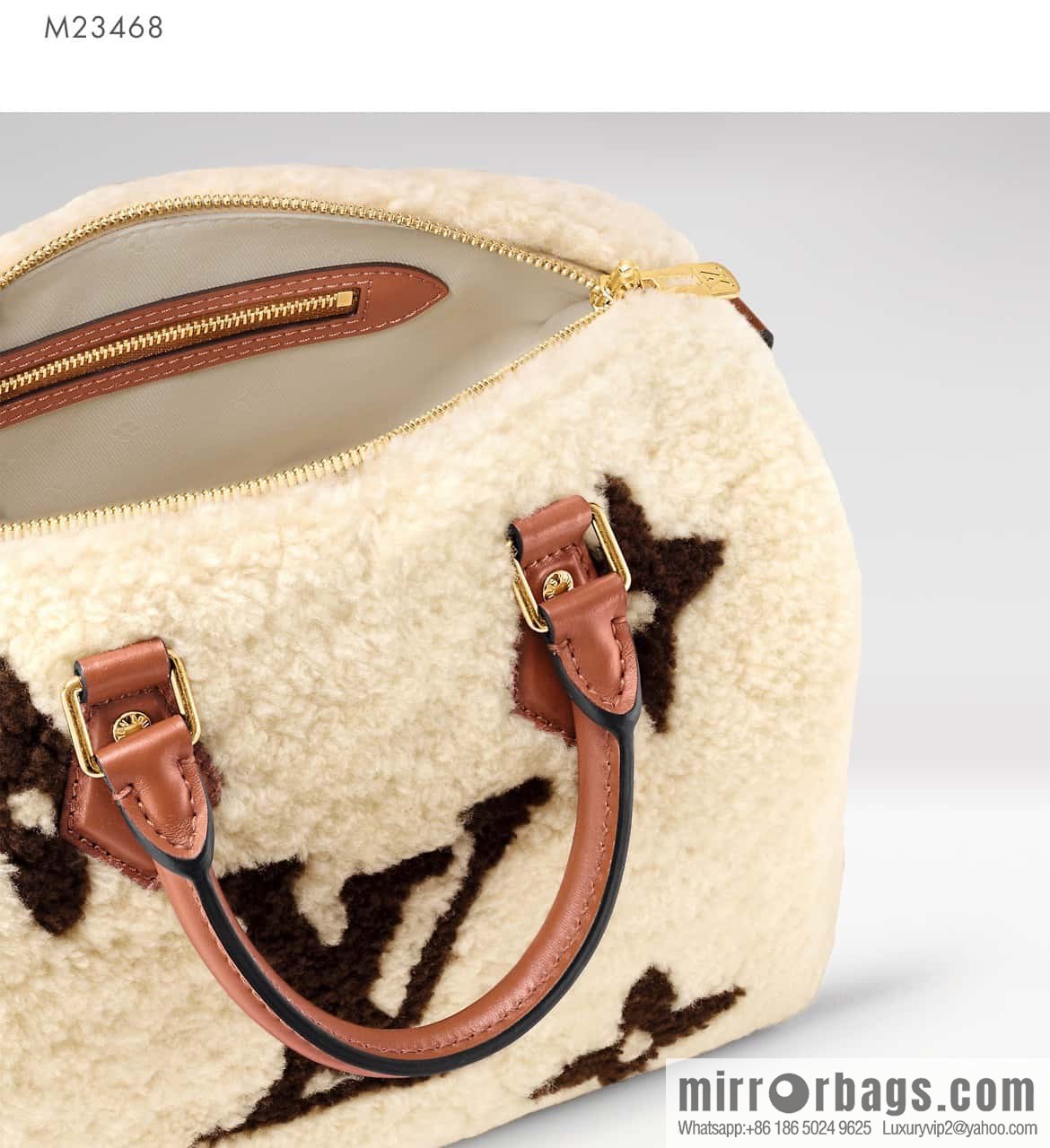[Premium‑quality] M23568 meters white, lamb wool pillow bag speedy series Speedy Bandoulière 25 handbag
